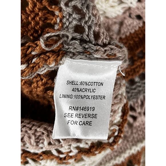 Freshman 1996 Crochet Knit Dress Sz S EarthTones Stripe Midi Lined Stretch Boho - Picture 3 of 16